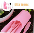 Succulent Planting Tool Set with Seeder, Transplant Trowel, Soil Scoop, and Cleaning Brush, Pink Gardening Hand Tools for Bonsai and Indoor Plant Care