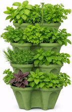 Strawberry Planter Tower, 4 Tier Stackable Vertical Planter, 28 Plant Sites, Space Saving Garden Planter, Indoor Outdoor, Made in USA (4, Sagebrush Green, Small)