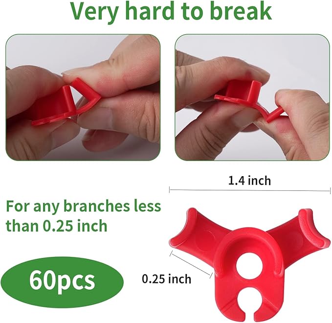 XINHUIDALSQ 60 PCS Low-Pressure Plant Training Clip, 90 Degrees Plant Stem Trainer, Plant Training Clips Plant Bud Bender, Gentle Plant Clips(Red)