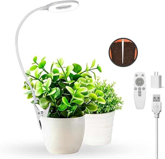 Full Spectrum Grow Lights for Indoor Plants, Clip-on LED Plant Lights for Indoor Growing with Auto On/Off Timing 4/8/12 Hrs, 10 Dimmable Levels, 3 Spectrum Modes & Adjustable Gooseneck (1)
