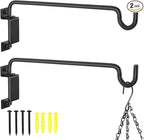AILIN YELOKIE 15" 360° Swivel Plant Hanger - Heavy Duty Solid Steel Wall Hook, 12-Directional Adjustable for Bird Feeders, Outdoor/Indoor Plants, Garden & Patio (2-Pack)