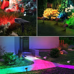 Linkind Solar Lights Outdoor Waterproof IP65, StarRay RGB Solar Spot Lights Outdoor, Color Changing Outdoor Solar Lights for Yard, Garden, Pathway, Holiday Decor (Multicolor, 4 Pack)