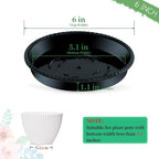 SupKing 6 Pack Plant Saucers Drip Tray,6 8 10 12 Inch Heavy Sturdy Plastic Flower Pot Saucers for Indoor Outdoor,Planter Water Catcher Trays for Plant Pots Liners (6''-Black)