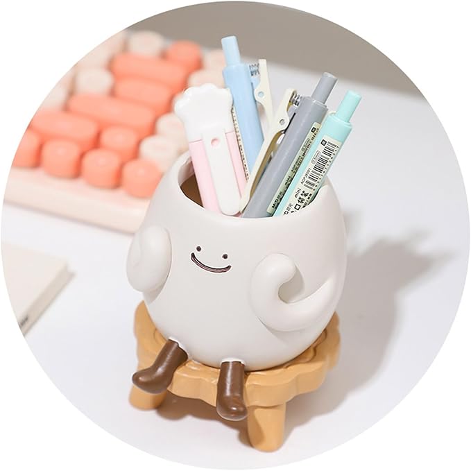 EOBTAIN Cute Smily Face Planter Pot Head Unique Sit Bench Succulent Pots Flower Cactus Pots with Drainage Holes Resin Planters Decorative Pots for Plants Indoor Garden,Gifts for Plant Lovers