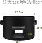 2 Pack 20 Gallon Grow Bags Heavy Dduty Nonwoven Potato Grow Bag with 2 Sturdy Handles&2 Windows,Thickened Plant Grow Bag for Potato,Tomato,Flowers,Vegetable Plants