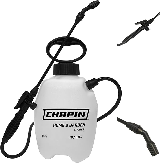 Chapin Pump Sprayer, 1‑Gallon, Deluxe, Lawn & Garden, Translucent Poly Tank, Ergonomic Handle, Adjustable Cone Nozzle & in‑Tank Filter for Herbicides, Pesticides, Fertilizers & Cleaning Applications
