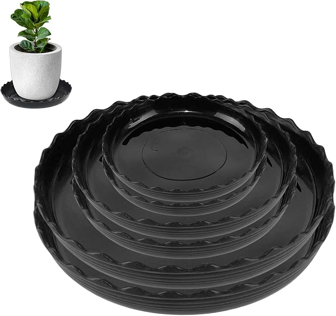 Wave Plant Saucer - 6/8/10 inch Plant Trays to Catch Water, Plastic Flower Pot Saucers for Indoor and Outdoor Garden（6 Packs ）