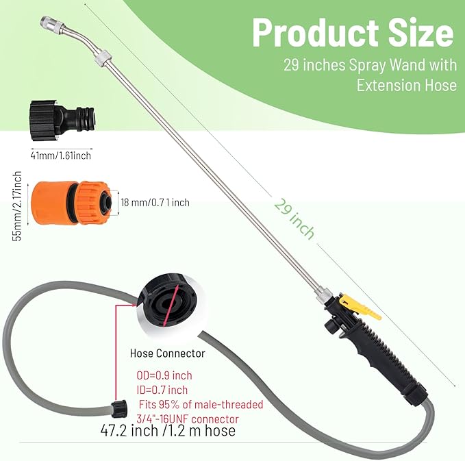 29 Inch Spray Wand Replacement Compatible with Ryobi, Trigger Wand Set Include Hose Quick Connector Compatible for P2800, P2803 Sprayer Suitable for Ports with a Diameter of 0.7 inches