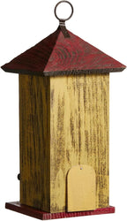 Glitzhome Bird houses for Outside,11.75"H Hand Painted Distressed Wooden Decorative Hanging Bird House for Outdoor Garden Birdhouse with 3D Metal Flower for Swallow Sparrow Hummingbird Finch Cardinals
