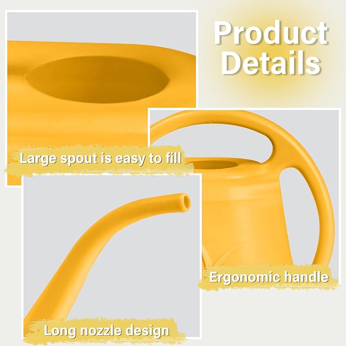 Plastic Watering Can - for Indoor and Outdoor Plant - 1/2 Gallon - Orange