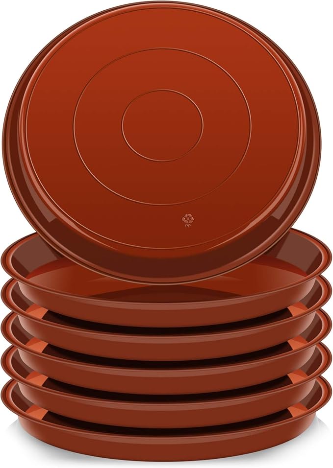 VUWEZ 6 Pack of 22 inch Plant Saucer, Plant Tray 22 Inch Round, Plant Saucers for Indoors, Plant Trays for Pots, Flower Pot Saucers, Pot Saucers for Planter 17-23" (22", Terracotta)
