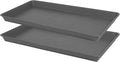 VUWEZ 2 Pack Plant Saucer Tray Rectangular, Plant Growing Nursery Trays, Heavy Sturdy Seed Starting Trays, Plant Starter Trays for Indoors No Holes, Seed Starter Growing Tray (17.5"x10.6", Gray)