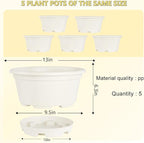 KPUVX 5 Packs 13 inch Plant Pot Modern Decorative Garden Pot with Saucer, Large planters for Outdoor Plants,Decorative Flower Pots