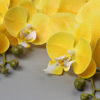 36" Faux Orchid Real Touch Signal Stem Phalaenopsis Orchid Spray with 9 Large Flowers for Home Arrangement, Artificial Flowers for Home Decor, Office House Decoration-Yellow Phalaenopsis 2 Pcs