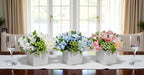 LADADA Flower in Ceramic vase, Artificial Hydrangea Flower Arrangement and vase Home Decoration Artificial Flower (White)