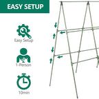 Cucumber Trellis for Raised Bed, 2 Pack 4ft Tall A-Frame, Garden Trellis for Climbing Plants Outdoor, Perfect for Vines, Beans - Green with Netting