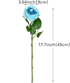 DUYONE Fake Flowers for Decoration Home Decor Artificial Flowers Austin Rose Peony Latex Fake Flower Living Room Decoration Vivid Pink Roses Peonies (Deep Blue 4pcs)