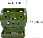 W&W Orchid Pot with Holes and Saucer for Repotting, Seagreen, 5.5"