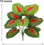 Artificial Caladium Plant with Red and Green Leaves, Red Leaf Artificial Plants Decoration Simulated Bonsai Potted Decor Home Room Party Wedding Office Floor(RedGreen(No Flowerpot), 60cm)