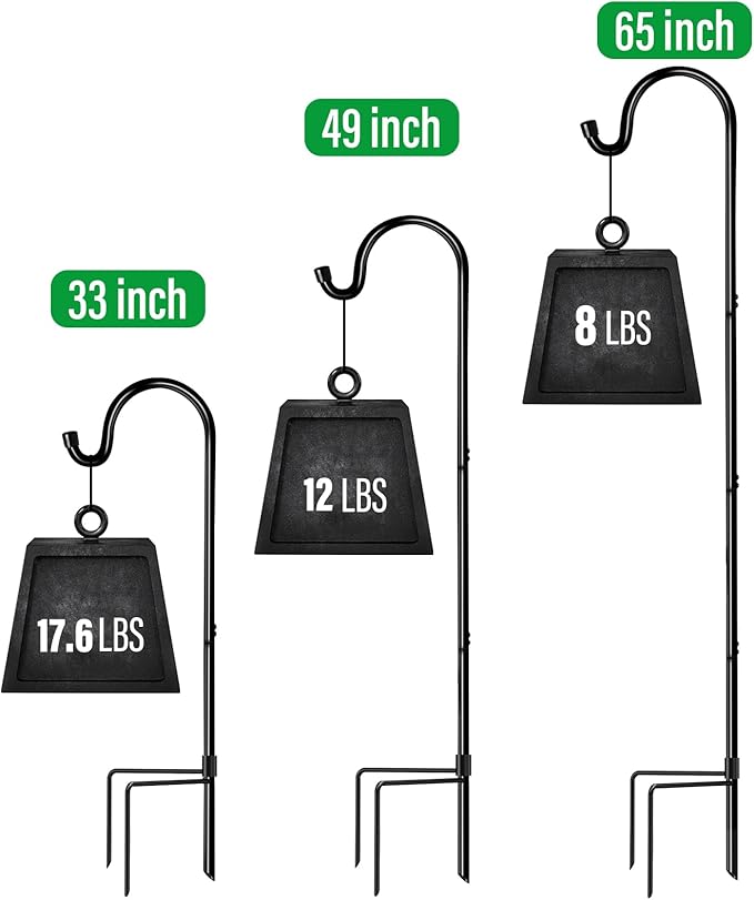 GOFORWILD Shepherd Hooks 6 Pack Adjustable, 49 inches Tall, Premium Metal Garden Hook for Outdoor, Hanging Plant, Solar Lights, Lanterns, Bird Feeders, and Wedding Decor, 7013-3