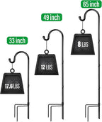 GOFORWILD Shepherd Hooks 6 Pack Adjustable, 49 inches Tall, Premium Metal Garden Hook for Outdoor, Hanging Plant, Solar Lights, Lanterns, Bird Feeders, and Wedding Decor, 7013-3