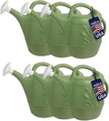 PMU 2 Gallon Watering Can - Garden Watering Can for Indoor & Outdoor Plants - Plastic Water Can with Detachable Sprinkler Head - Large Water Pot, Made in USA - Sage Green Pkg/6