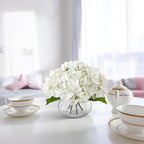 Leftover Hydrangea Artificial Flowers with Vase,White Real Touch Hydrangea Flowers with Butterfly,Faux Hydrangea Flowers for Floral Centerpieces for Tables,Home Decor,Wedding Decor,Coffee Table Decor