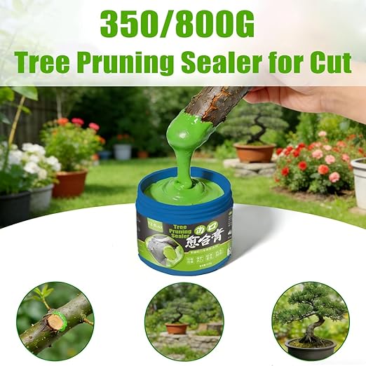 350g/800g Tree Wound Sealer & Pruning Sealer, Bonsai Cut Paste with Brush for Cut, Damaged Bark, Grafting, Ready to Use Seal for Shrub, Bonsai, Roses, Orchard, Horticulture Grade (350g/12fl.oz)