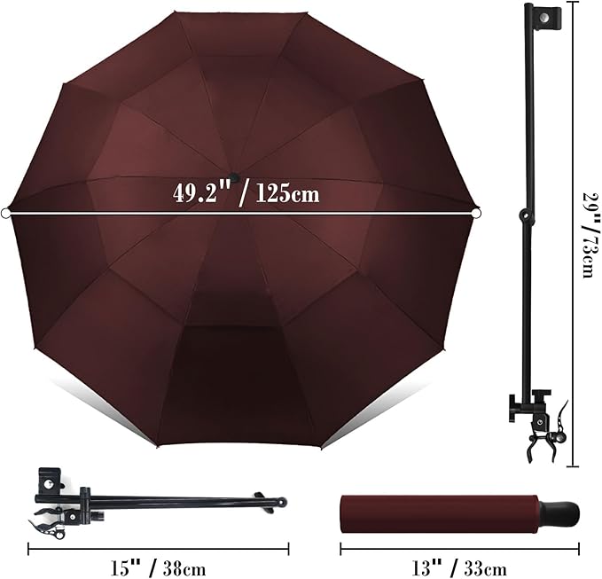 Patio Umbrellas UPF 50+ 360 ° Adjustable Shade Umbrella,Beach Umbrella with Universal Clamp,Beach Clamp on Umbrella,suitable for Patio,beach chairs,golf carts, wheelchairs,carts,bleachers,camping and fishing