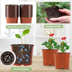 100 Pcs Plant Nursery Pots, 6 Inch Large Plant Seedling Pots with Labels Plastic Plant Flower Pots with Drainage Holes Indoor Outdoor for Succulent Cutting Transplanting