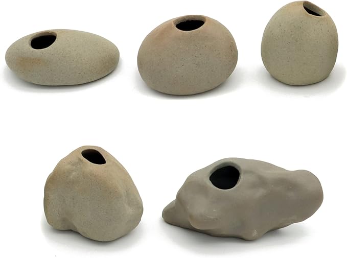 Aquatic Plant Pot for Aquarium, Ceramic Aquatic Decor Plant Cup Holder for Fish Tank Decoration (S 5pcs)