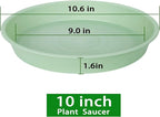 2 Pack of 10 inch Plant Saucer Gray, Heavy Duty Plastic Plant Saucer 10 inch Round, Durable Plant Tray for Pots, Plant Saucers for Indoors, Plant Trays for Planter 9"/10" (10", Light Green)