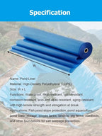 PVC Pond Liner for Fish/Plant, 0.3 MM Thick HDPE Blue Preformed Pond Liners Mat Underlayment for Outdoor Ponds Koi Fish Ponds Streams Garden Fountain Waterfall(6x7m/19.7x23')