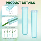 MECCANIXITY 28 Pcs Floral Water Tubes, 3 Inch Clear Flower Water Tubes Floral Vials with Plastic Caps for Fresh Flowers Arrangement Decor Milkweed Cutting Florist Supplies, Blue