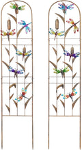 SUNNYPARK Set of 2 Dragonfly Metal Garden Trellis for Climbing Plants, Decorative Vegetables Flowers Vine Trellis for Outdoor Patio 60'' H x 11'' W