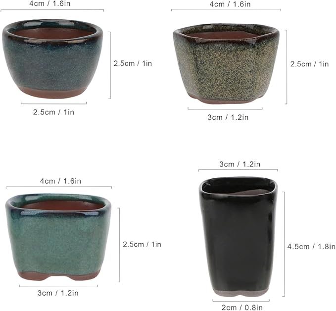Bonsai Planter 20 pc Mini Glazed Pots Succulent 1.6 Inch