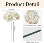 65Pcs Champagne Hydrangea Artificial Flowers Bulk,Realistic Silk Fake Flowers with Stems,Faux Hydrangea Flowers for Wedding Home Decor Centerpieces Living Room Garden Party Baby Shower Decor
