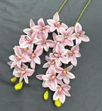 4pcs Artificial Cymbidium Orchid Flower Plant 3D Print Vanda 10 Heads Latex Phalaenopsis Flower (Pale Pink)