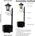 2 Pack Solar Floor Lamps with Planter (2-in-1 Design), 29.5" Outdoor LED Garden Lights - IP44 Waterproof, Warm White Auto-On at Dusk, Easy Install for Lawn, Patio, Porch, Yard & Pathway Decor