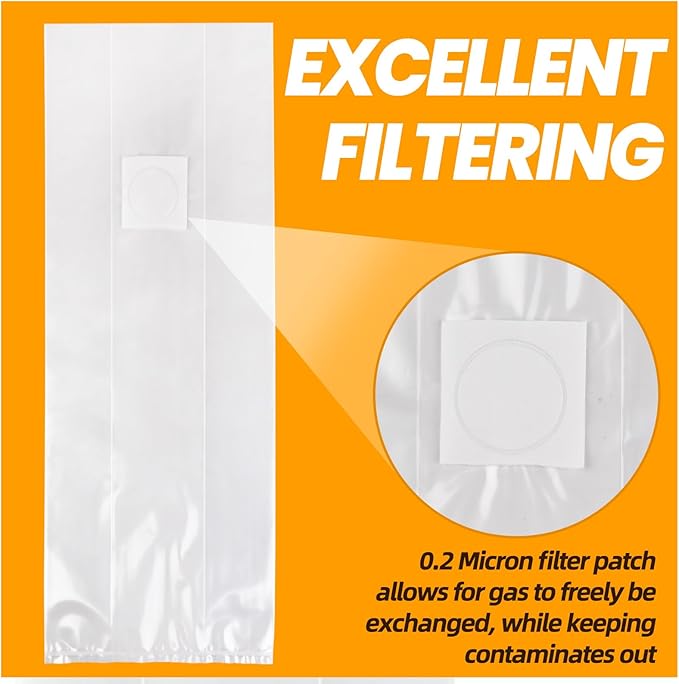 100PCS Mushroom Planting Kit - 8"5"20" Thickened Growing Bags, 6 Mil Thick Durable, Tear Resistant, 0.2 Micron Porosity Resistant High Pressure Spawning Bags