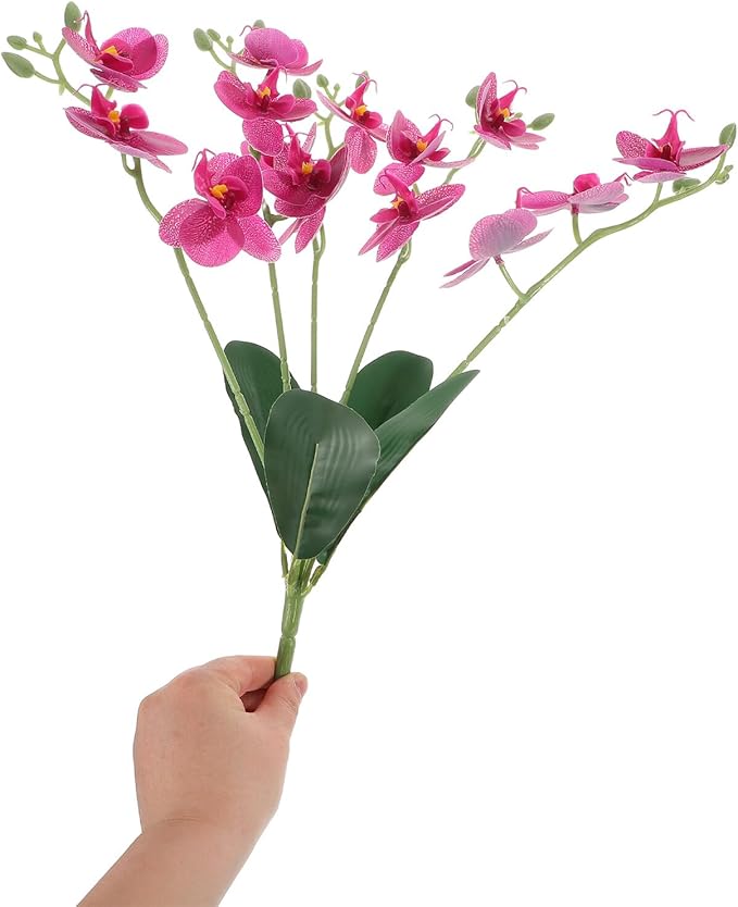Uonlytech Artificial Phalaenopsis Orchid Stem with Purple Butterfly Orchid Flower for Indoor Home and Office Decor Elegant Artificial Flower Arrangement for Living Room and Event Decoration