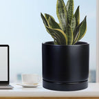 Yukfona Ceramic Plant Saucer Pot Tray 12 Inch, Planter Saucers 4 5 6 7 8 9 10 11 12 Inch for Indoors Outdoor, Durable Sturdy Flower Drainage Tray for Glazed Pots Base (12.5 Inch-Black)
