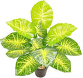 Artificial Caladium Plant with Red and Green Leaves, Red Leaf Artificial Plants Decoration Simulated Bonsai Potted Decor Home Room Party Wedding Office Floor (Light Green(No Flowerpot), 60cm)