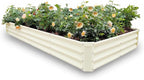 GARDMAX 8x4x1FT Galvanized Raised Garden Bed Kit, Metal Planter Boxes Outdoor with Easy Assembly, Large Garden Bed for Vegetables, Fruits, Flower, Herbs Rectangle Milk White