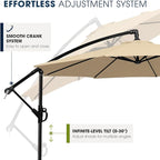 wikiwiki 10ft Patio Umbrella with Base Included, Outdoor Offset Cantilever Umbrella with Sandbag Base for Backyard, Garden and Pool, Easy to Tilt and Crank, Tan