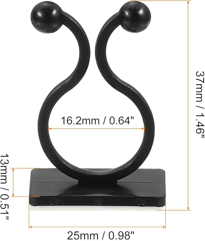 uxcell 100Pcs Plant Climbing Wall Fixture Clips, Plant Fixer Self-Adhesive Hooks Wire Fixing Supporting for Indoor Outdoor Decoration and Cable Wire Fixing (Black, 16.2mm/0.64")