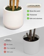 Artificial Fiddle Leaf Fig Tree in Modern White Planter, 5ft Large Fake Tree with 3 Sturdy Trunks, Fake Plants Faux Fig Tree with Moss, Lifelike Tall Artificial Plants Indoor for Office Home Decor