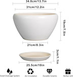 Ceramicfor Planter for Indoor Plants 13 Inch - Ceramic Plant Pot with Drainage Hole and Saucer Decorative Round Large Planter Pot for Plants Outdoor Flower Pot for Room Decor White