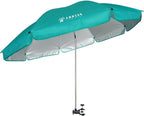 AMMSUN XL Chair Umbrella with Universal Clamp Adjustable 47 inches and 360-degree Swivel UPF 50+, Portable Clamp on Camping or Beach Chair, Stroller, Wheelchair, Golf cart, Turquoise, Large-sized
