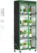 Indoor Greenhouse with Grow Light, 35.8" W x 17.8" D x 71.8" H, 5-Tier Plant Shelf with 3-Color T8 Growth Lights, Plant Stand with Smart Timing Plug and thermohygrometer